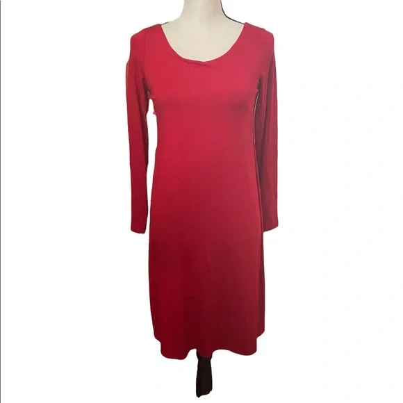 Eileen Fisher | Dresses | Nwt Eileen Fisher Scalt Ballet Neck Red V Back  Size Small Petite Dress | Poshmark